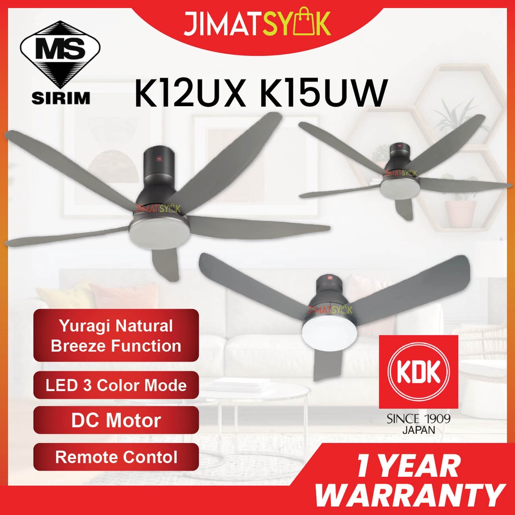 KDK Fan KDK K12UX 48inch 3 Blades KDK K15UW 60inch 5 Blades Short/Long ...