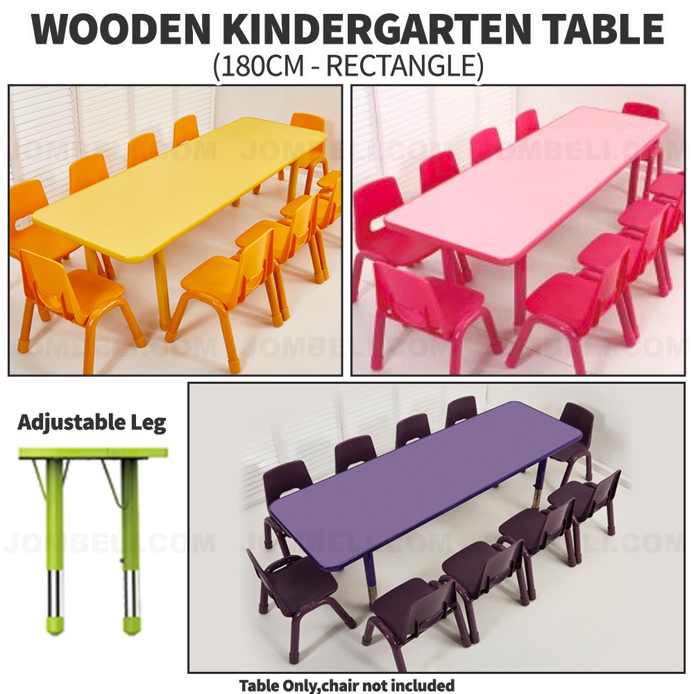 WOODEN KINDERGARTEN TABLE 180CM rectangular kids study table with ...