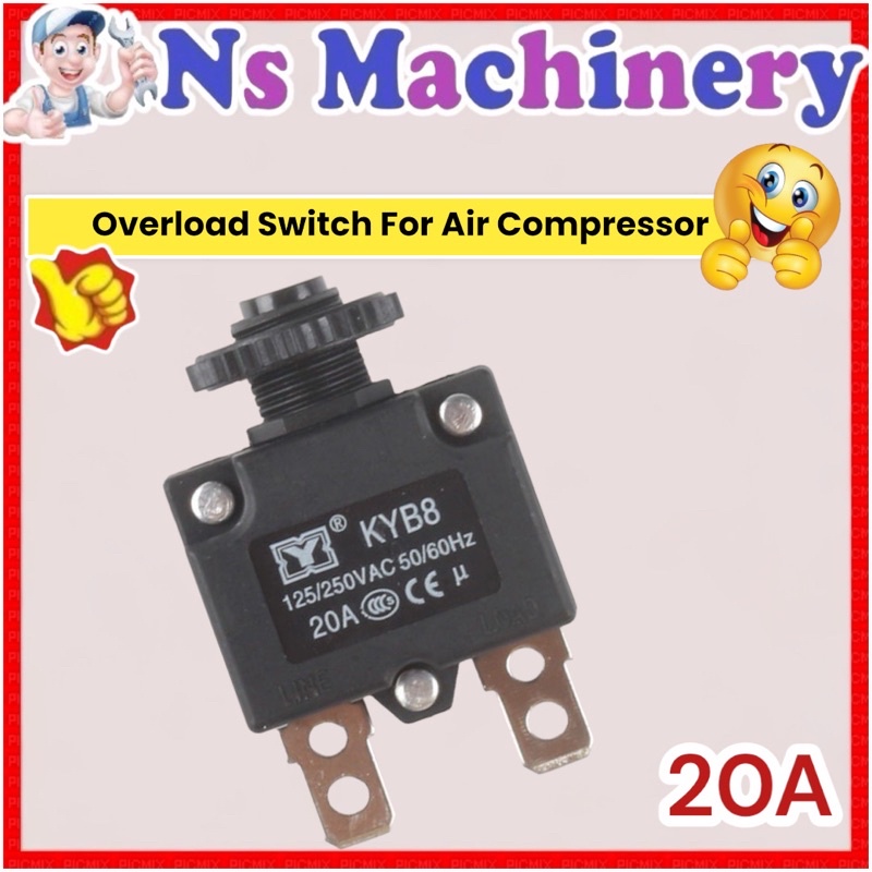 Overload Switch Air Compressor 15amp 20amp Thermal switch circuit ...