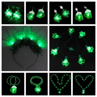 Aiqin Luminous Clover Earrings, Electric Hair Band St Patrick's Day 