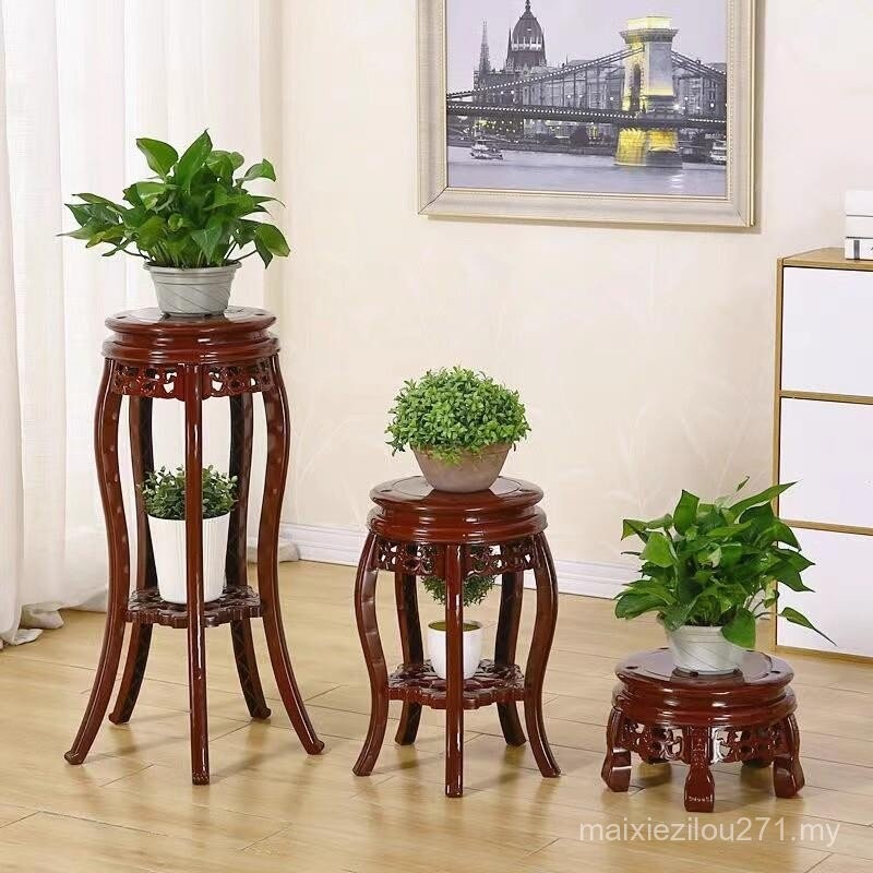 European Retro New Chinese Flower Rack Imitation Solid Wood Living Room ...