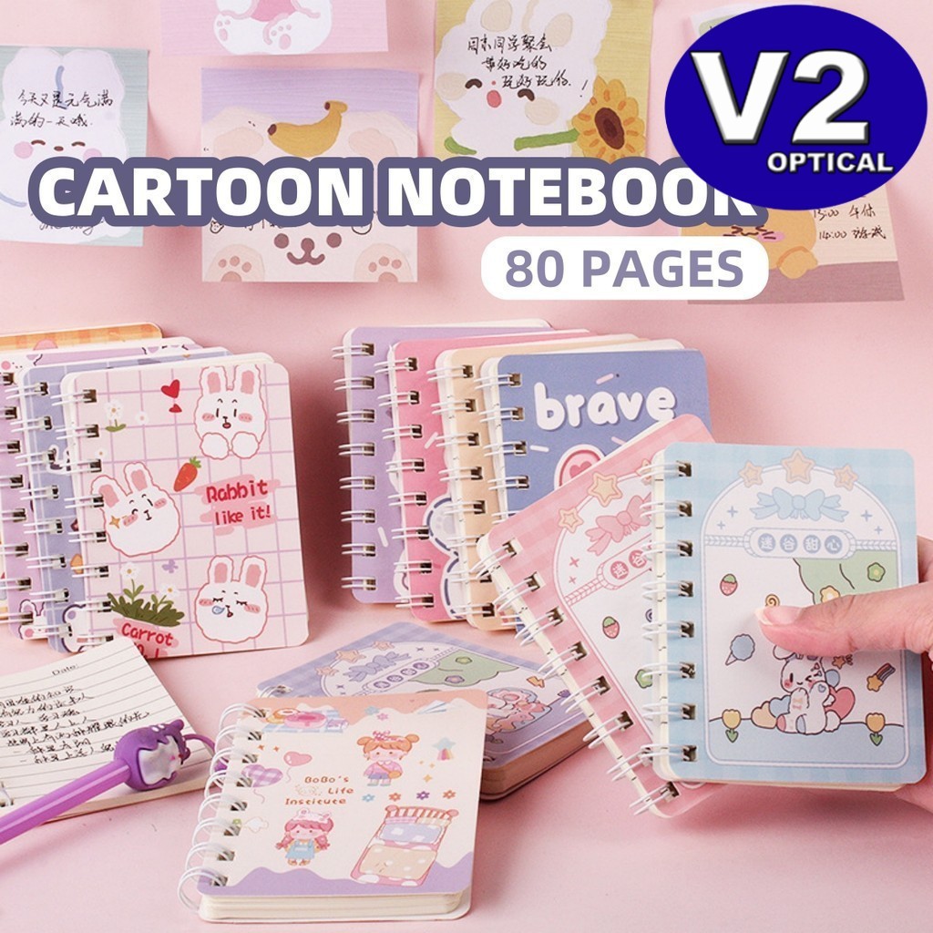 (80 pages) Coil Ring Cute Cartoon Mini Notebook Portable Memo Note Book ...