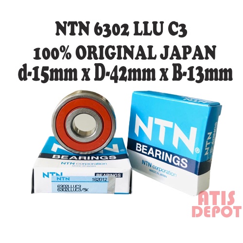 thumbnail image 2 of NTN 6302 LLU C3/5K Deep Groove Ball Bearing - Rubber Sealed, 15x42x13mm 2 of 5