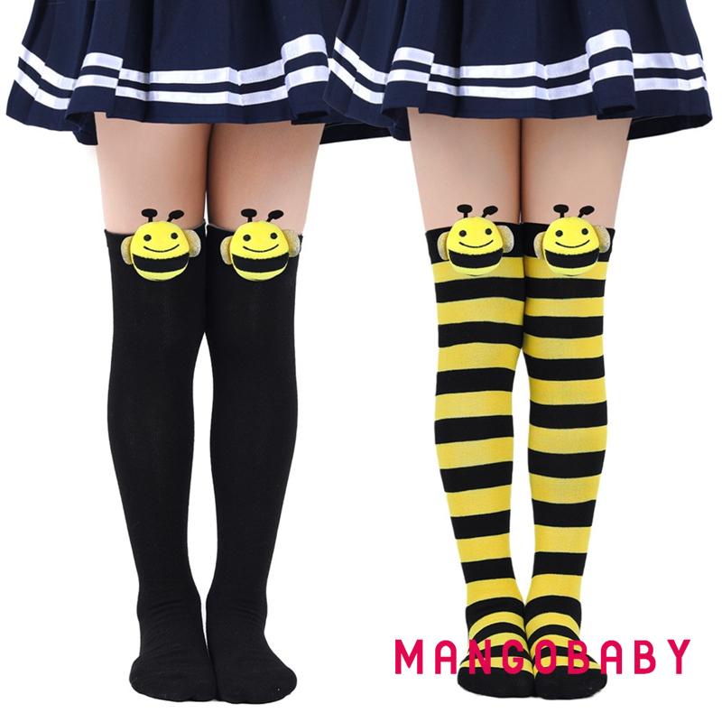 MANGOHalloween Knee High Socks Cosplay Striped Stockings for Halloween Girls Bee Costume