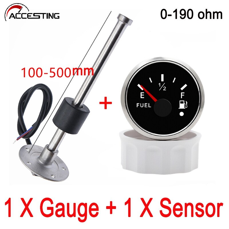 100-500mm 52mm Universal Fuel Level Gauge Waterproof Oil Level ...