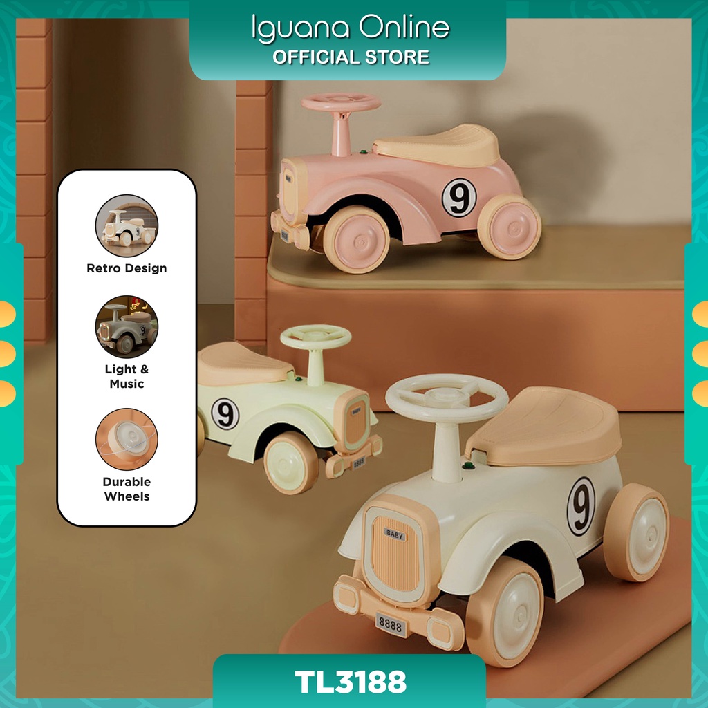 Iguana TL3188 Vintage Retro Design RideOn With Music Light For 2 Years