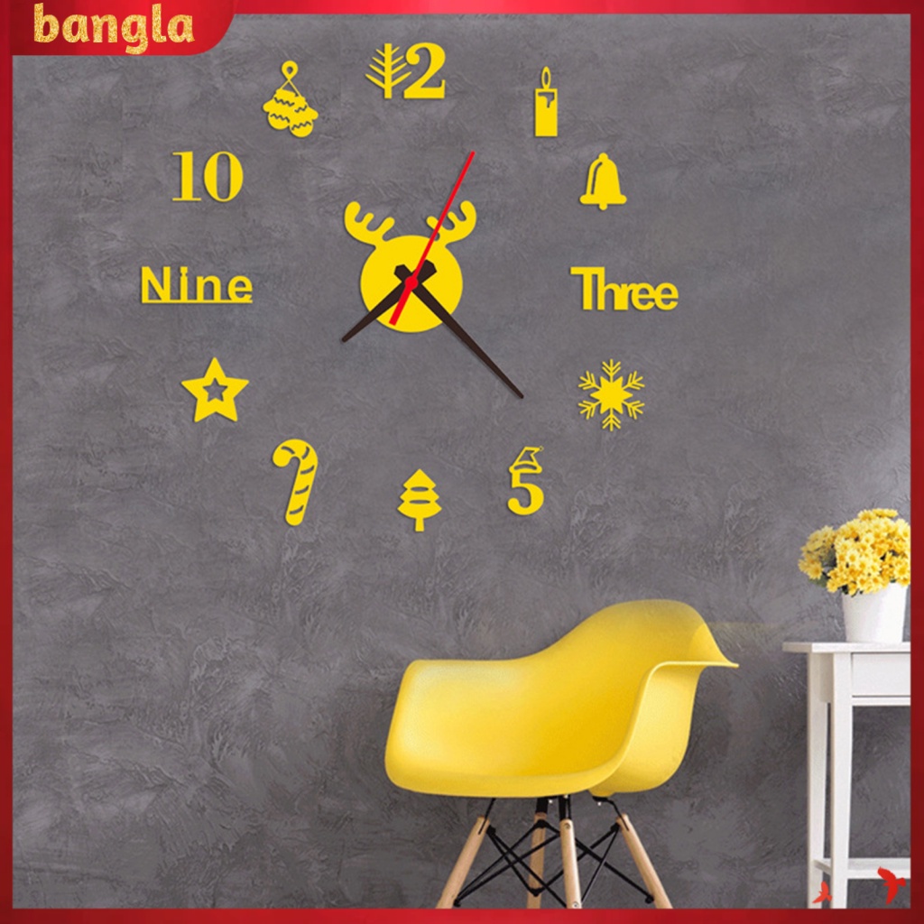 bangla Wall Clock Cute Creative Christmas Decoration Acrylic 3D DIY