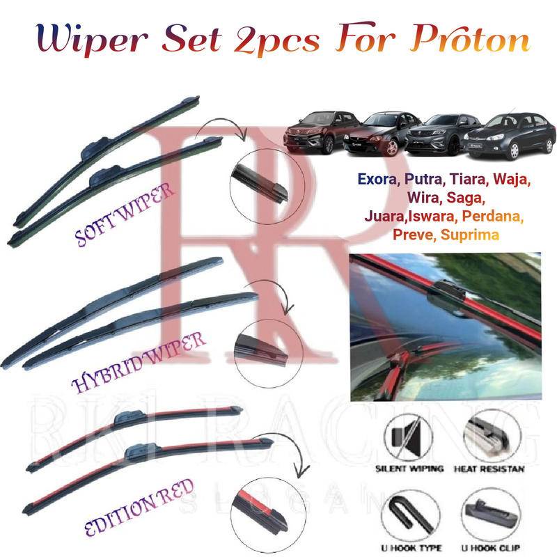 PROTON WIPER 1 set SEPASANG Car Wiper Soft Rubber Wipers Blade (Saga