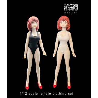  1/12 Scale Female Clothes,Female Stretch Jumpsuit Bodysuit  Clothing for 6inch Action Figure Body (Black) : Toys & Games