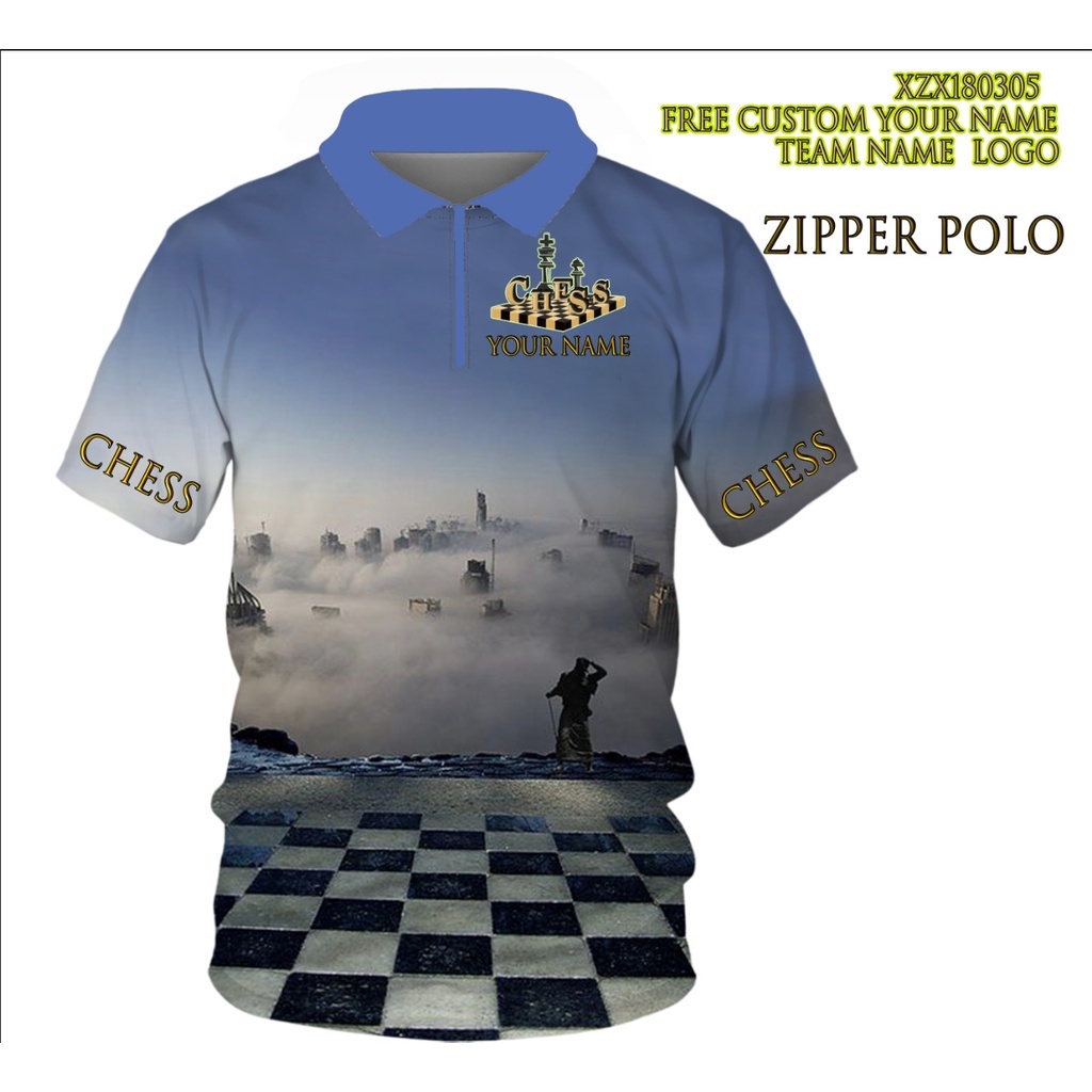 Blue Cloud Sea Design 2024 Chess Special Collection Design 3D Polo ...