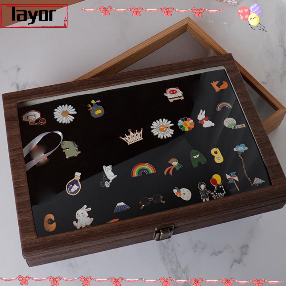 LAYOR Badge Storage Box, Wood HighCapacity Medal Display , Pu Empty