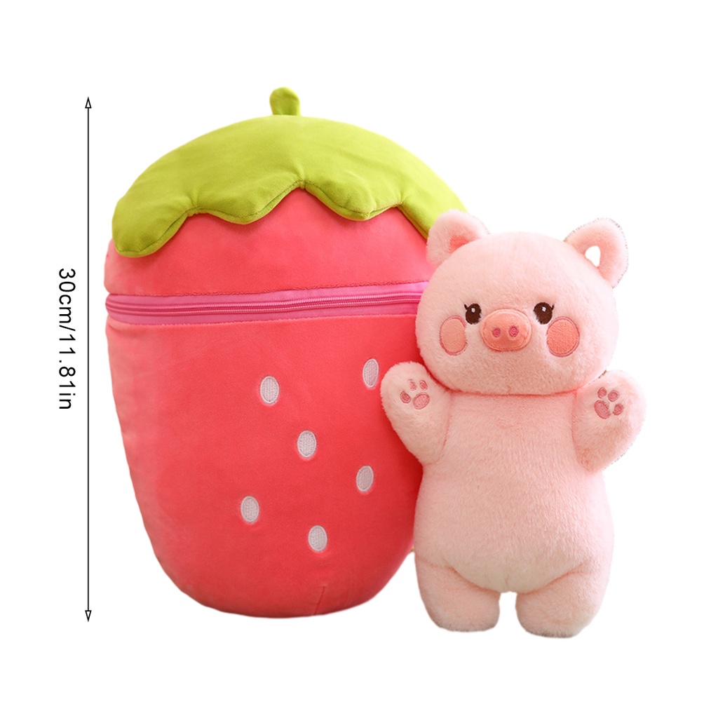 Plush toy with zipper rabbit pig carrot strawberry pillow cute plush ...