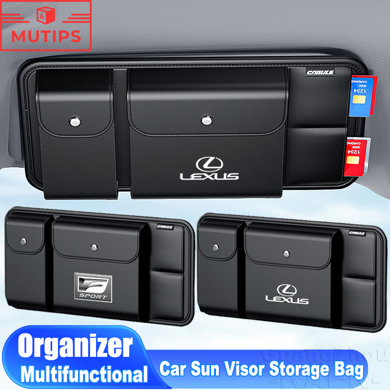 Lexus Car Sun Visor Storage Box Sunglasses Clip Wallet Holder PU ...