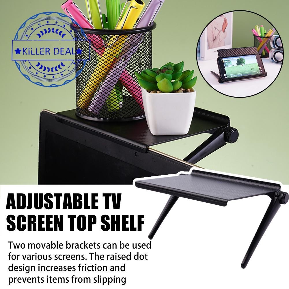 Tv Screen Top Storage Shelf Adjustable Monitor Storage Rack Computer ...