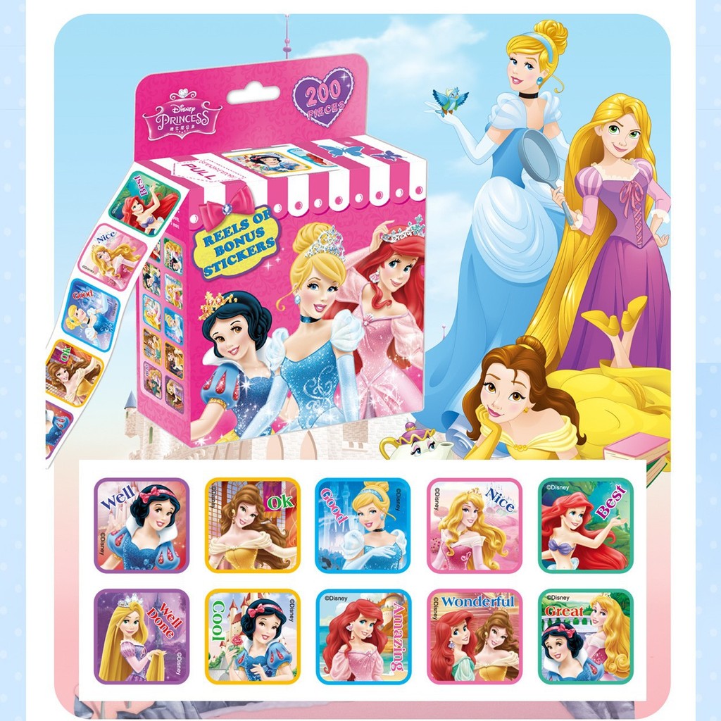 Genuine 200 Stickers Shiny Cartoon Roll Stickers Frozen Princess Flying ...