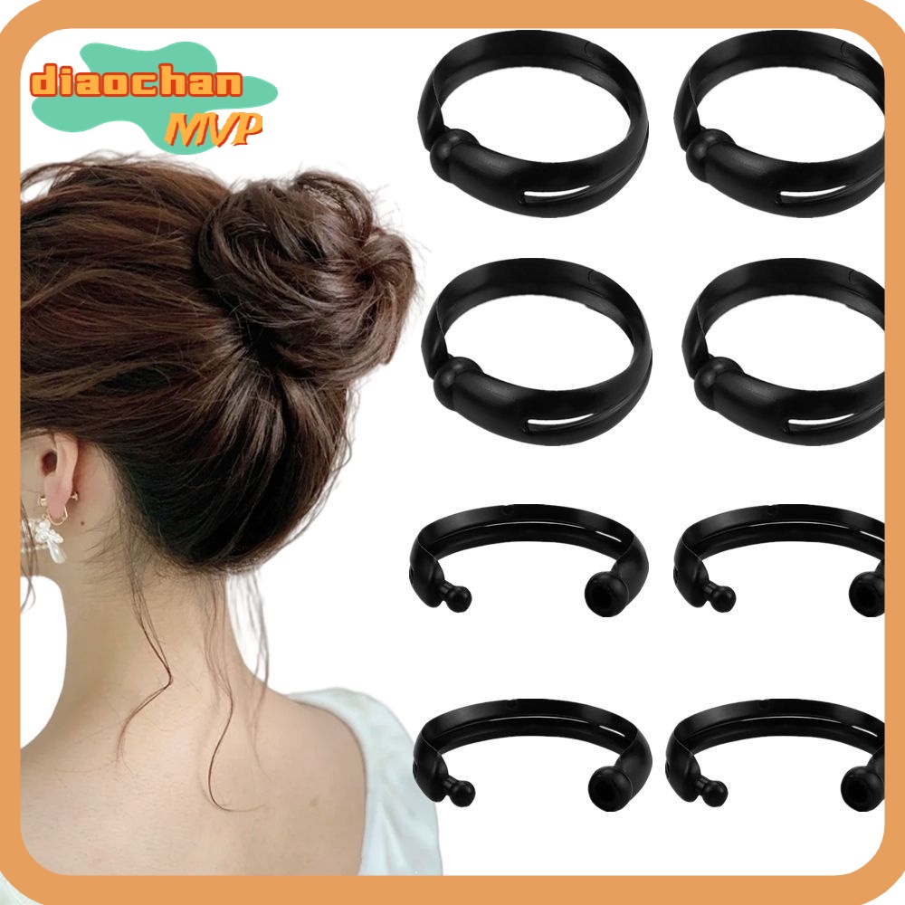 DIACHAMY 8 PCS Bun Maker For Hair Black DIY Styling Hair Braiding Tool