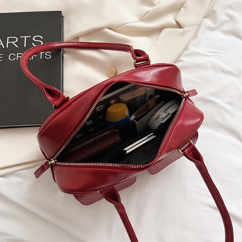 【Local Delivery 🚚】Retro Red Women\'s Satchel Hobo Bag Patent Leather ...