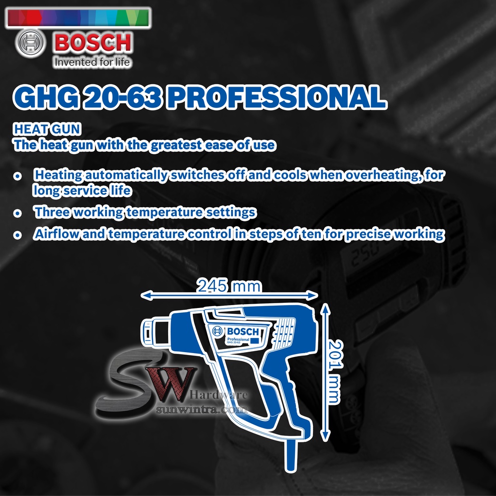  BOSCH GHG 20-63 PROFESSIONAL HEAT GUN GHG20-63 DIGITAL DISPLAY 3 STAGE Illustration 