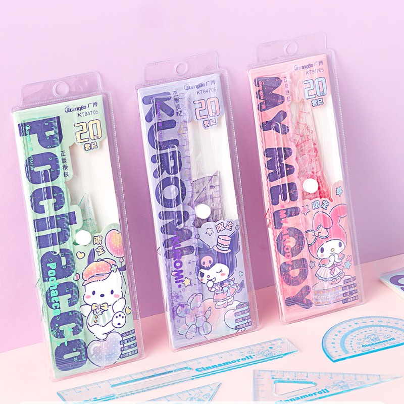 Cartoon Sanrio Ruler Set Cute Mymelody Kuromi 20CM Ruler Student ...