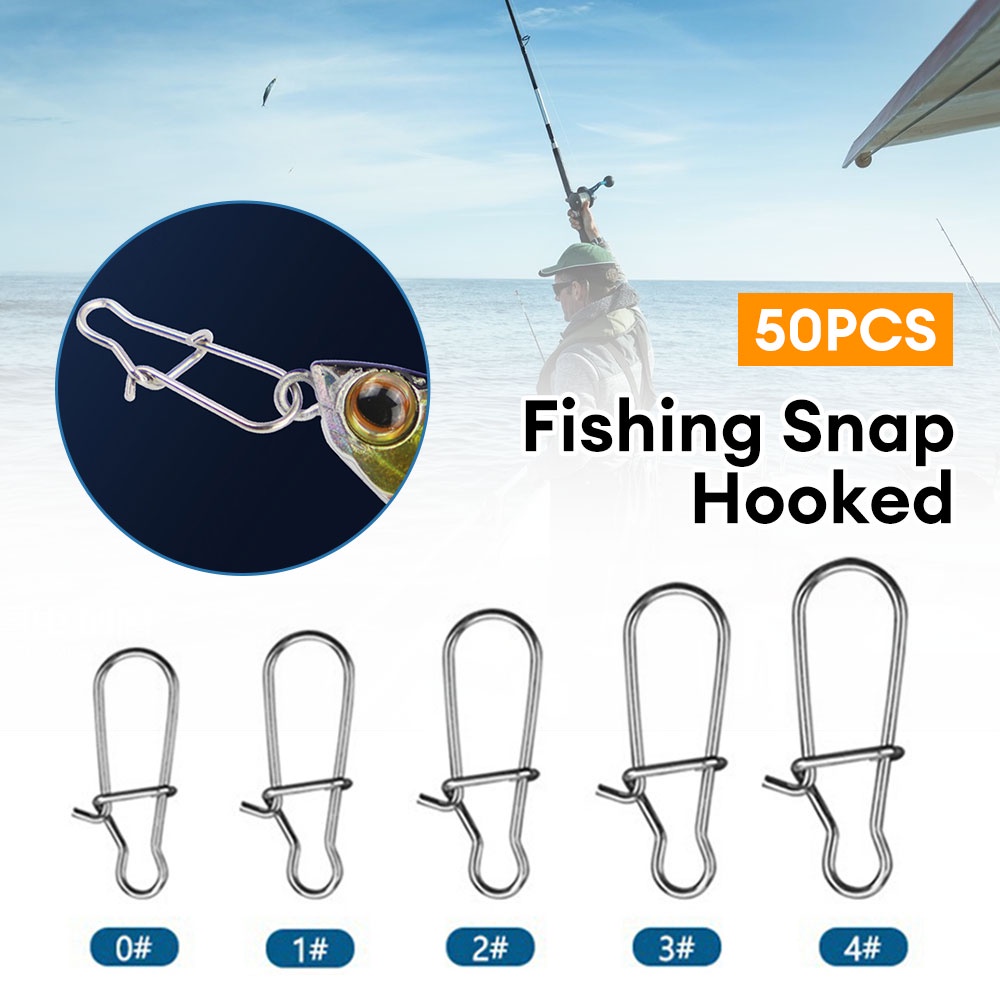 50pcs Diamond Snap Fishing Barrel Swivel safety snap Swivel Snap 0#-6#  fishing swivels Stainless Steel Hook Connector