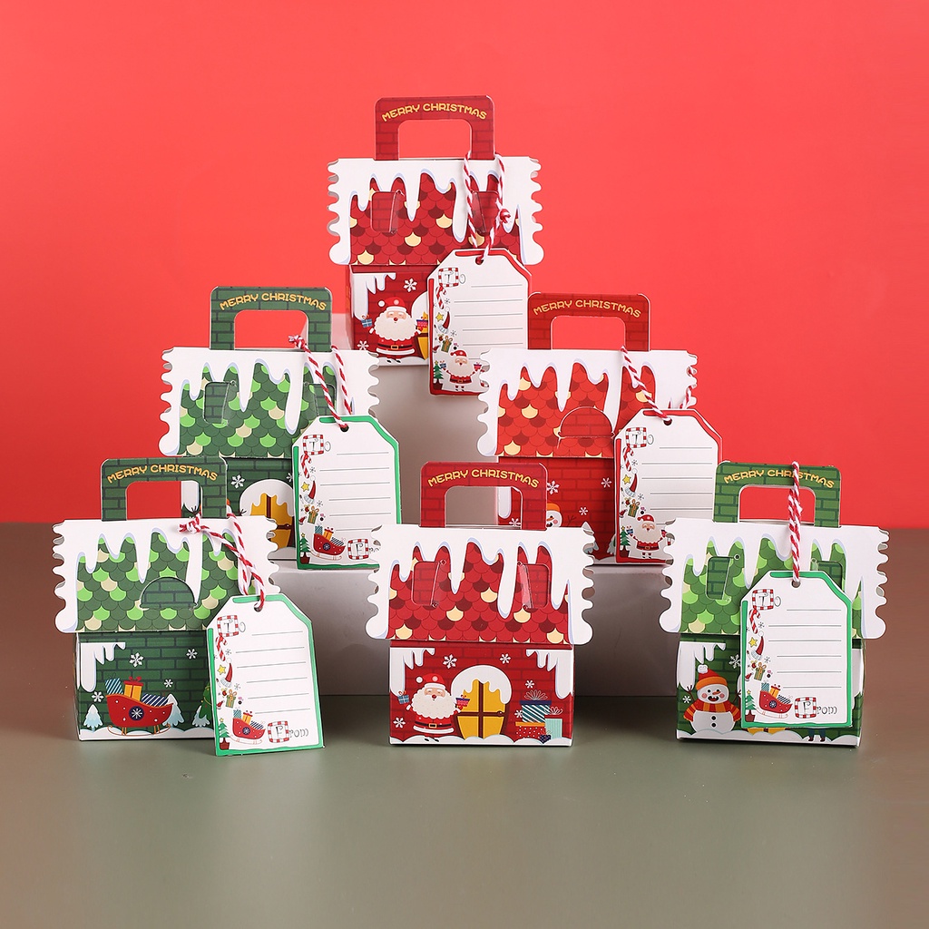 Super Beautiful Christmas Gift Paper Box With House Pattern Size M 8