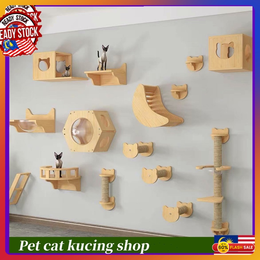 24h Ship】diy Wood Cat Wall Mounted Cat Playground Cat Wall Climbing Cat