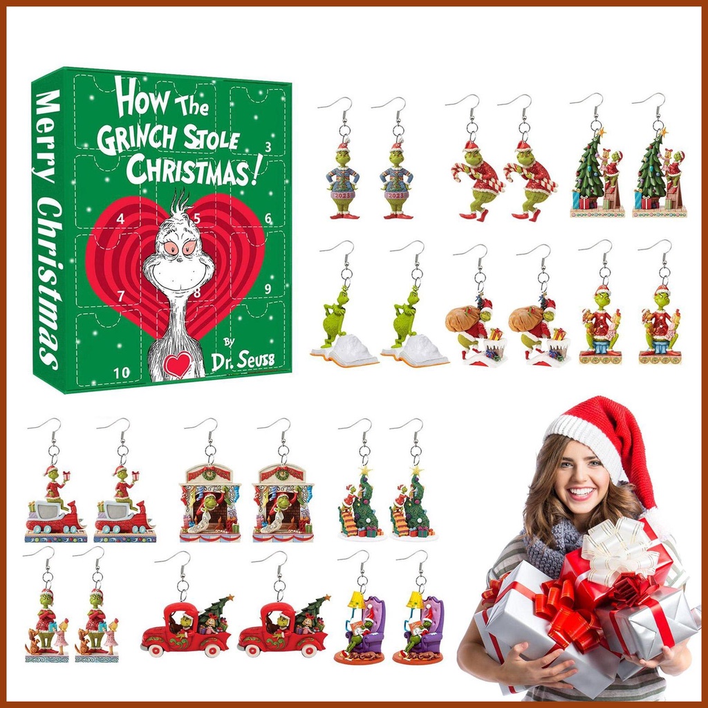 Christmas Advent Calendar 12 Pairs of The Grinch Christmas Countdown