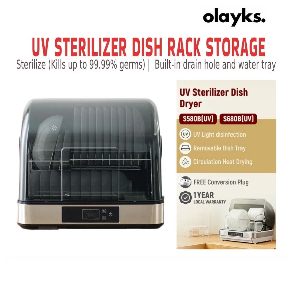 Olayks UV Sterilizer Dish Rack Storage Disinfection Cabinet Kitchenware ...