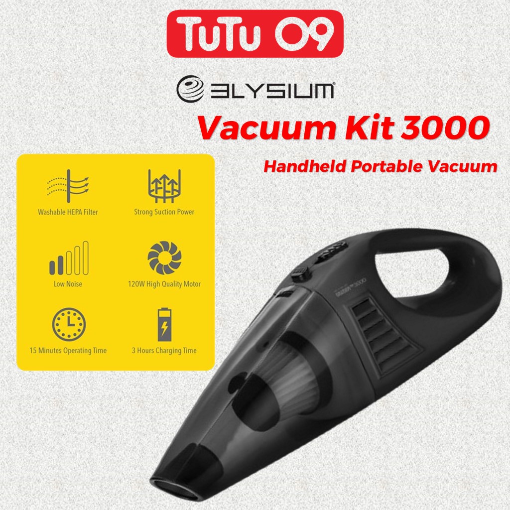 Elysium Vacuum Kit 3000 3KPA HEPA Cordless Handheld Portable Strong