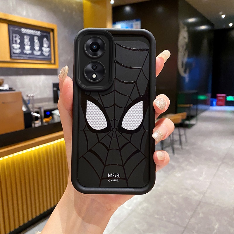 HT02 Per Oppo A18 4G / A38 4G Cover in Pelle Bovina Genuina con Texture Nappa - Nero