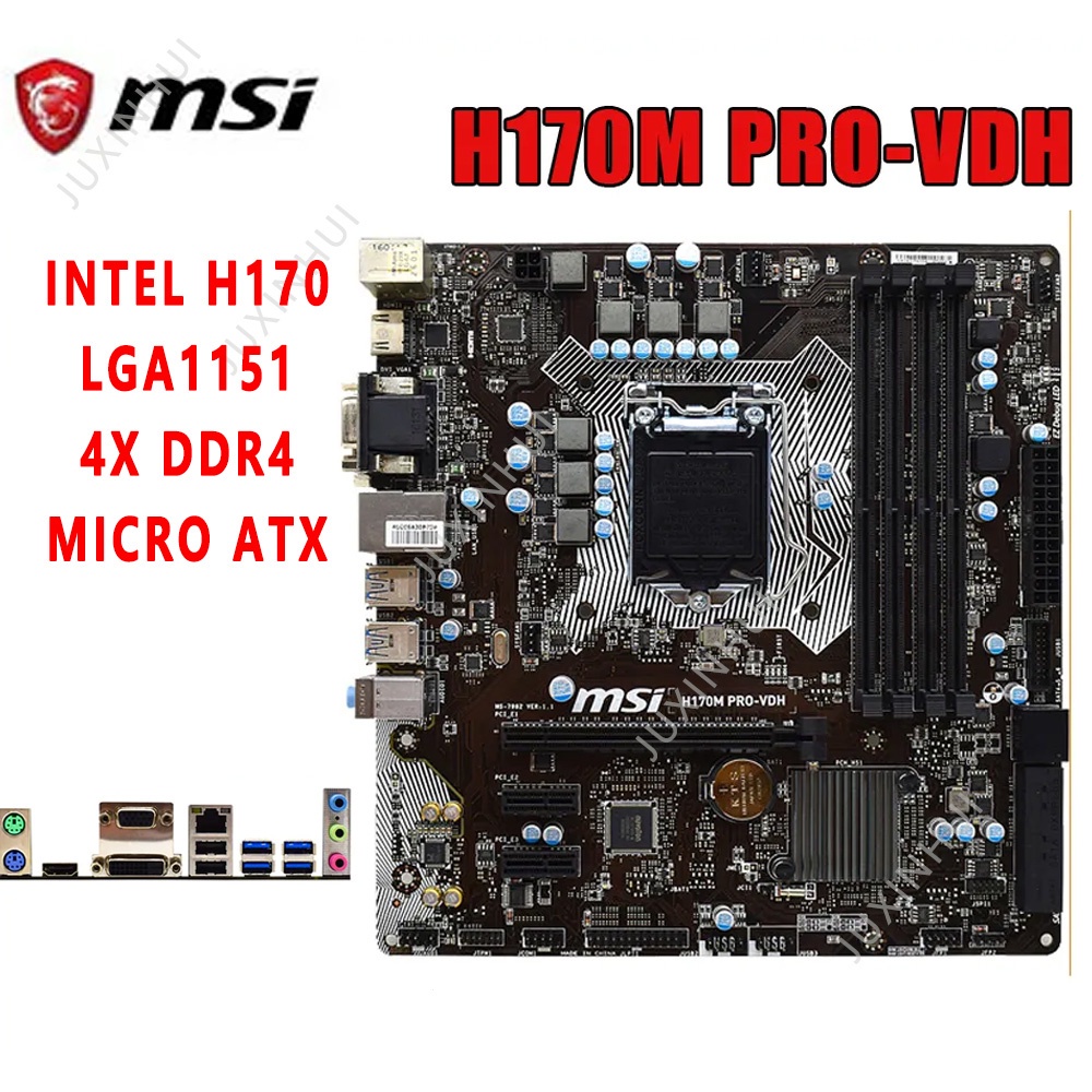 MSI H170M PRO-VDH LGA1151 motherboard with Intel H170 Gigabit LAN CPU ...