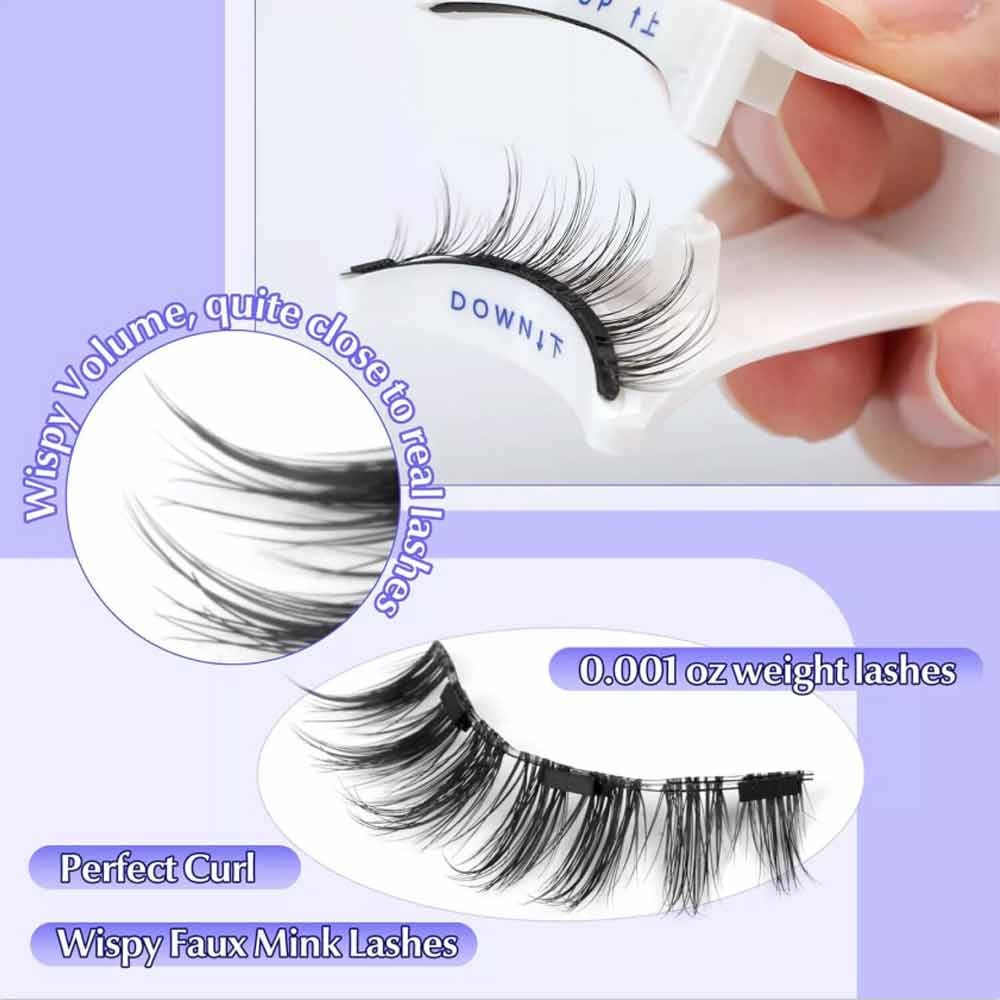Reusable Magnetic Eyelashes With Applicator – No Glue Needed, Natural 3D Look, Black
