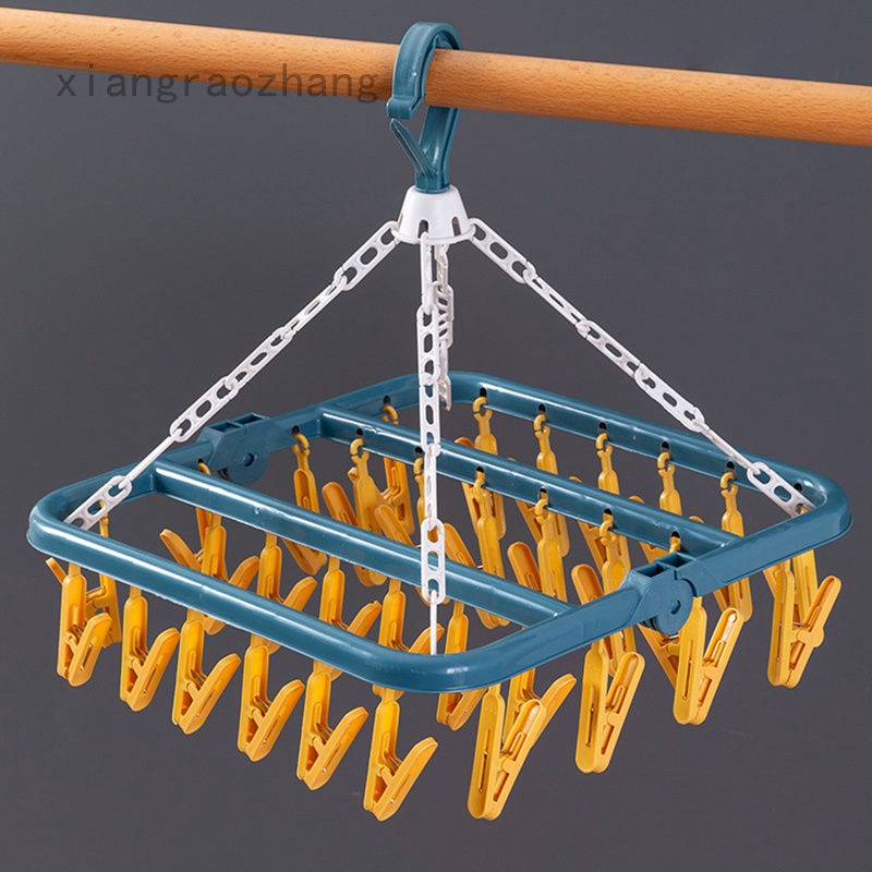 Sock Drying Rack with 32 Pegs Laundry Drip Hanger, Foldable Indoor