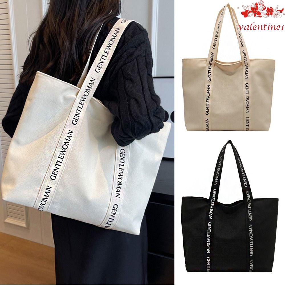 Gentle Woman Canvas Tote Bag - Large Zipper Handbag For School, Work, Travel & Daily Use