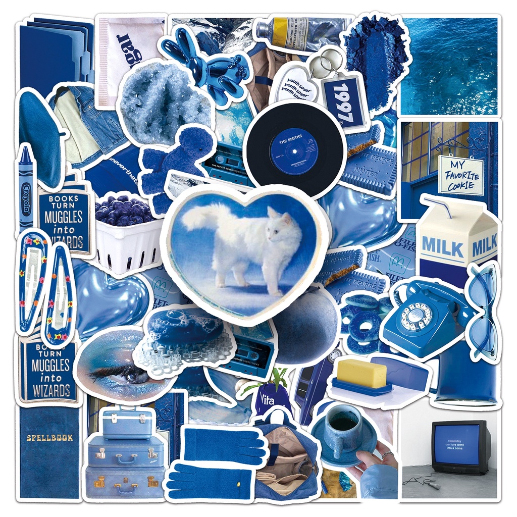 50 Piece Funny Ins Blue DIY Creative laptop / Car /Helmater Stickers ...