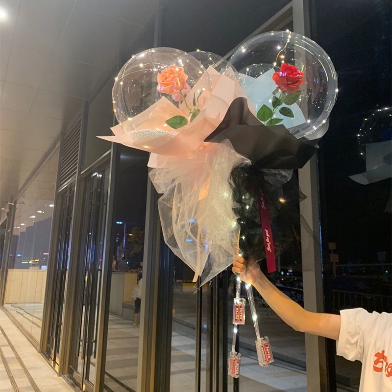 LED Rose Flower BOBO Balloon Bouquet – DIY Bunga Ros Set Belon Gift ...