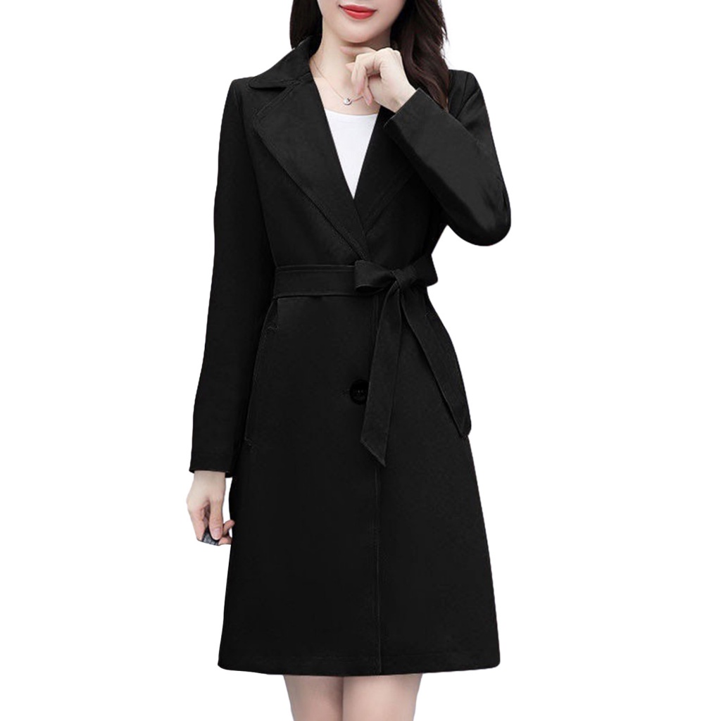 earthlink01.tw Women Solid Color Trench Coat Women Long Coat Stylish