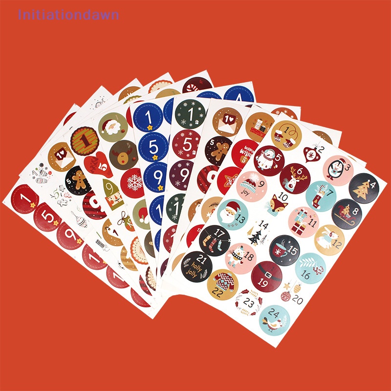 192 Pcs Christmas Advent Stickers 1-24 Number Christmas Countdown Stickers Diy Advent Calendar Stickers Gift Sealing Stickers Xm