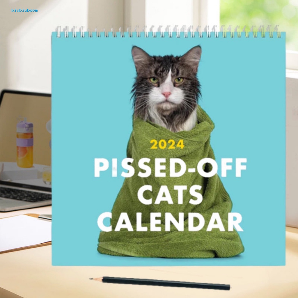 BIU_ Cat Lover Calendar Office Calendar 2024 Pissedoff Cats Calendar