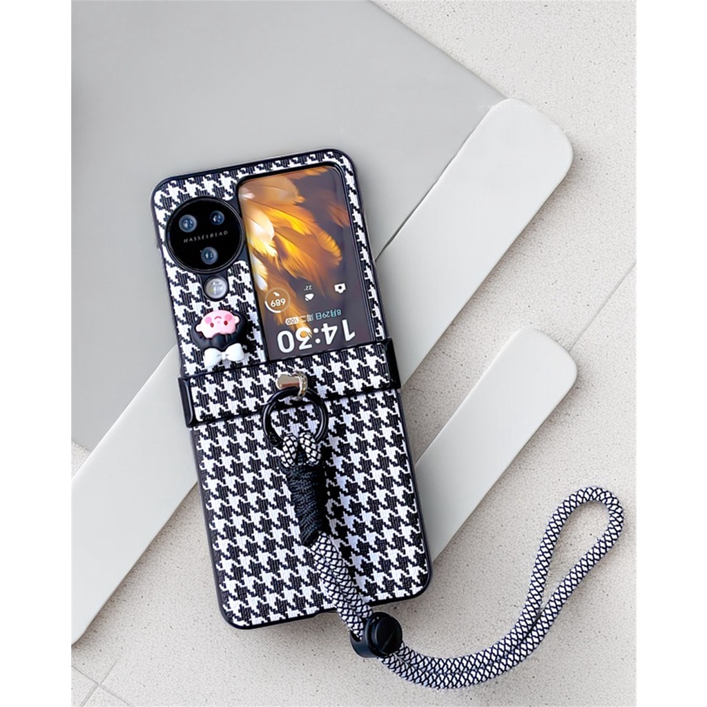 LUKEN Korean Simple Luxury Retro Houndstooth Girl Portable Rope Case