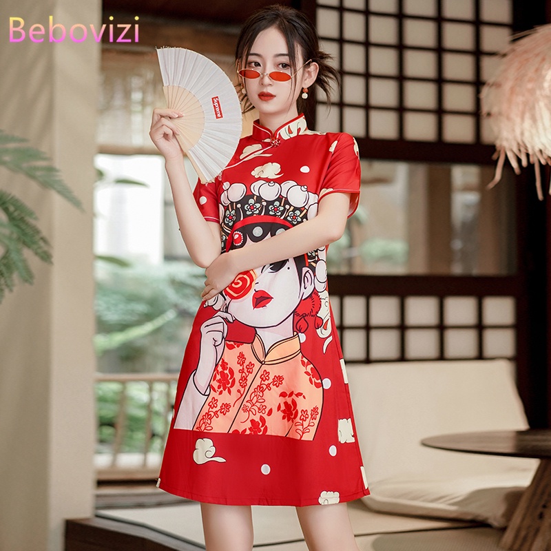 Chinese Traditional Cheongsam Dress, Elegant Long Qipao Dress, Red