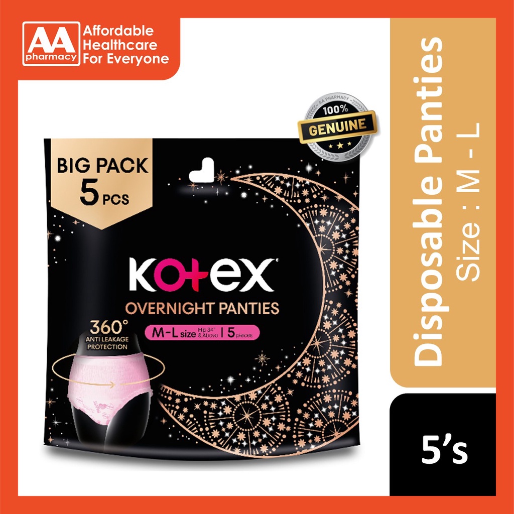 Kotex Overnight Panties M/L Size Big Pack (5's) Shopee Malaysia