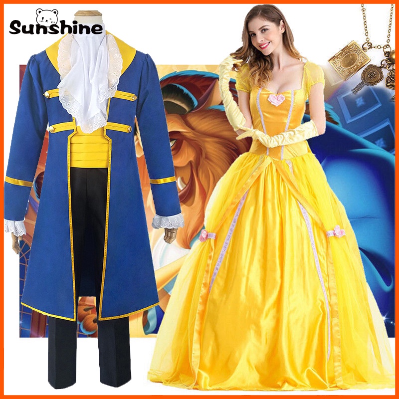 Beauty and the Beast Cosplay Costume Princess Prince Halloween Fancy Bella Dress Adult Kids Prom Gowns Belle Costumes Girls Shopee Malaysia