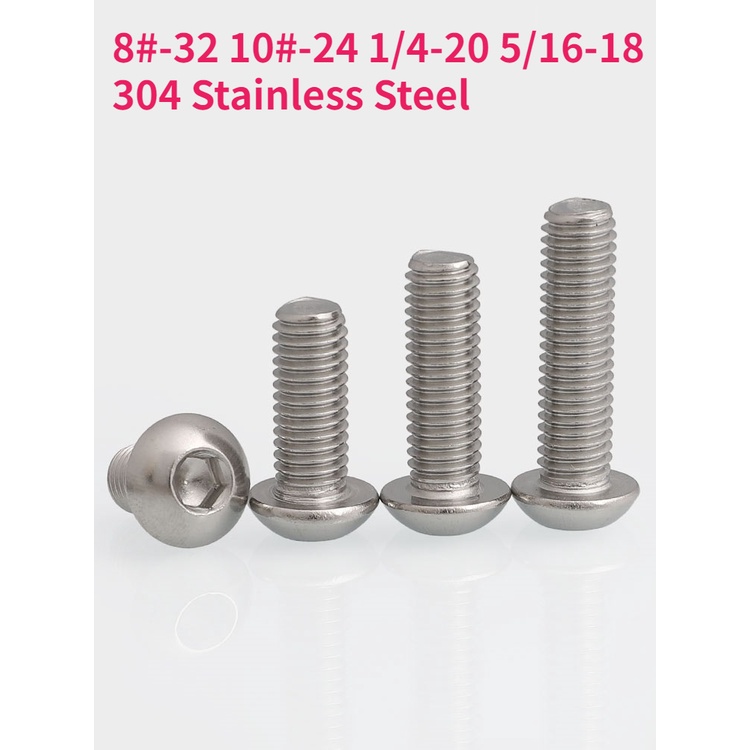 Unc 8 32 10 24 14 20 516 18 304 A2 70 Stainless Steel Round Head Hex Hexagon Socket Screws 