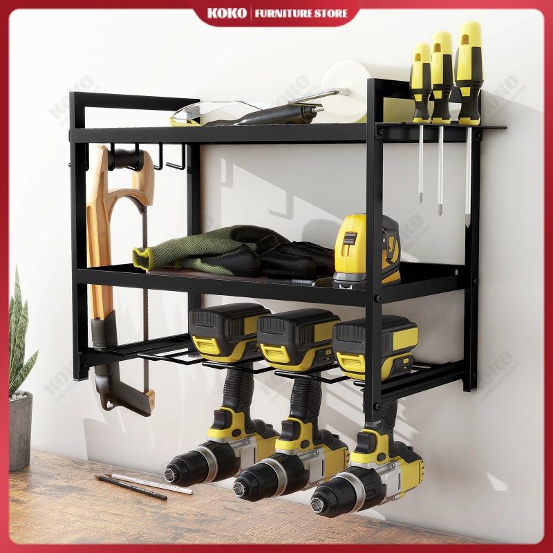 Wall Mounted Power Tool Organizer Heavy Duty Floating Storage Rack Hand ...