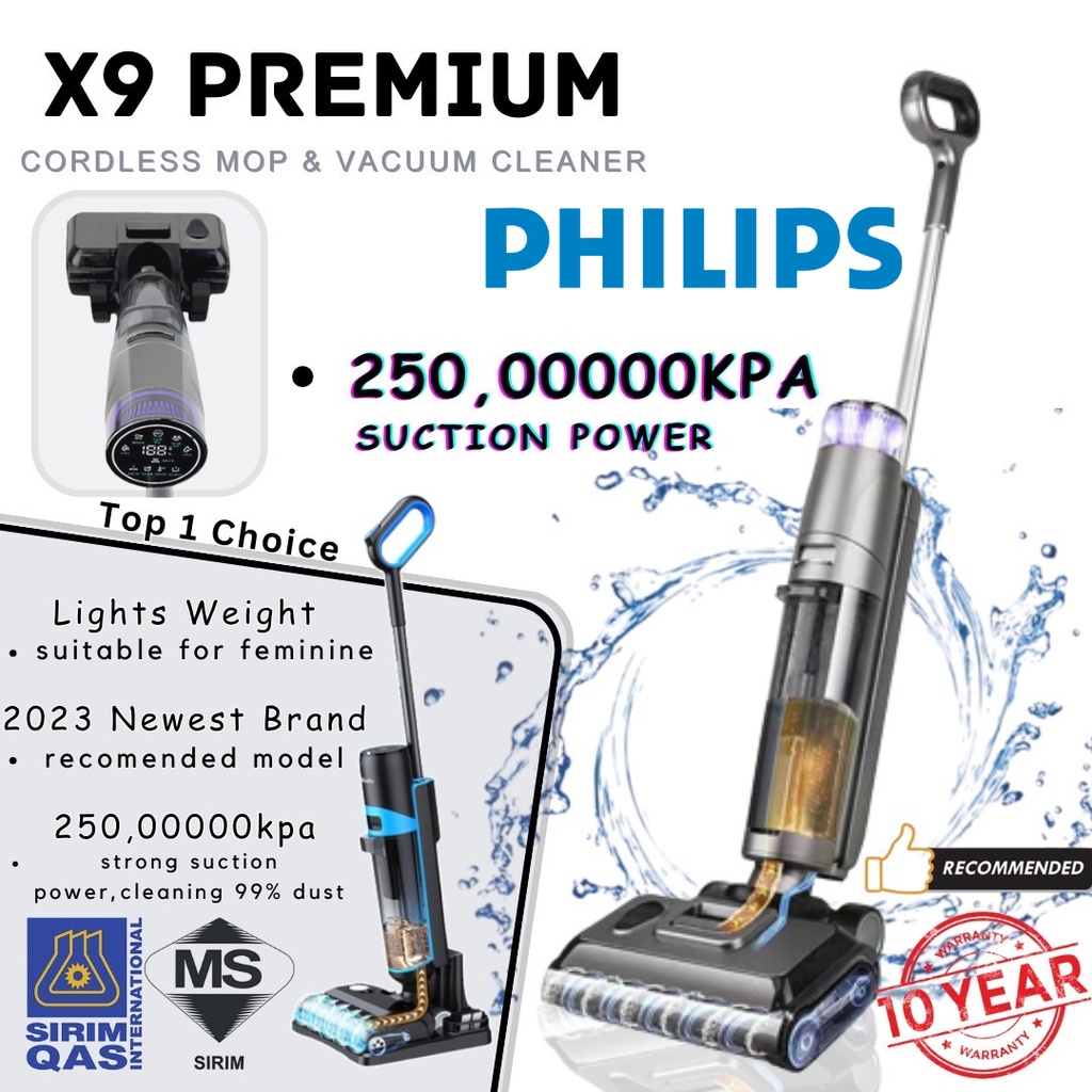 (10 YEAR Warranty) X9 PREMIUM Cordless Wet And Dry Mop Vacuum Cleaner