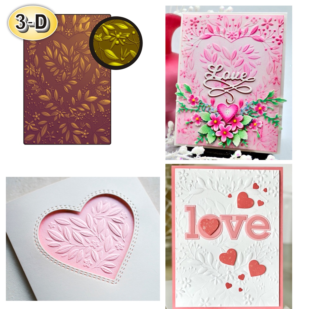 3D Embossing Folder Heart Wreath Pattern Scrapbooking Supplies Craft