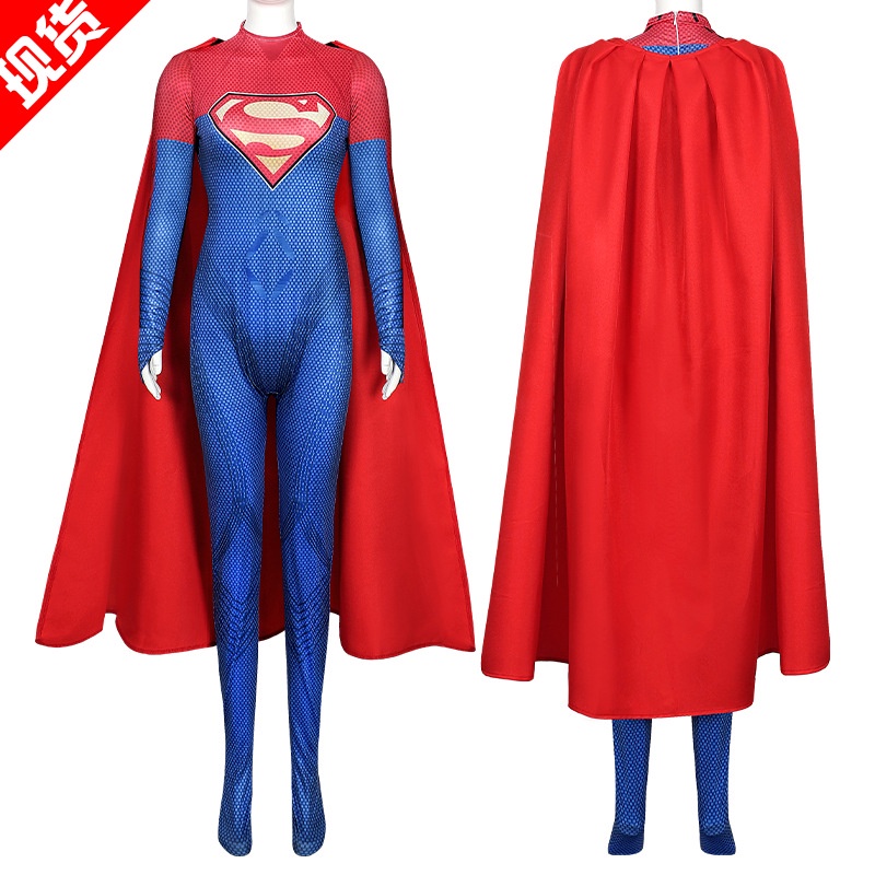 Supergirl Bodysuit Cloak cosplay Anime Costume Halloween Children ...