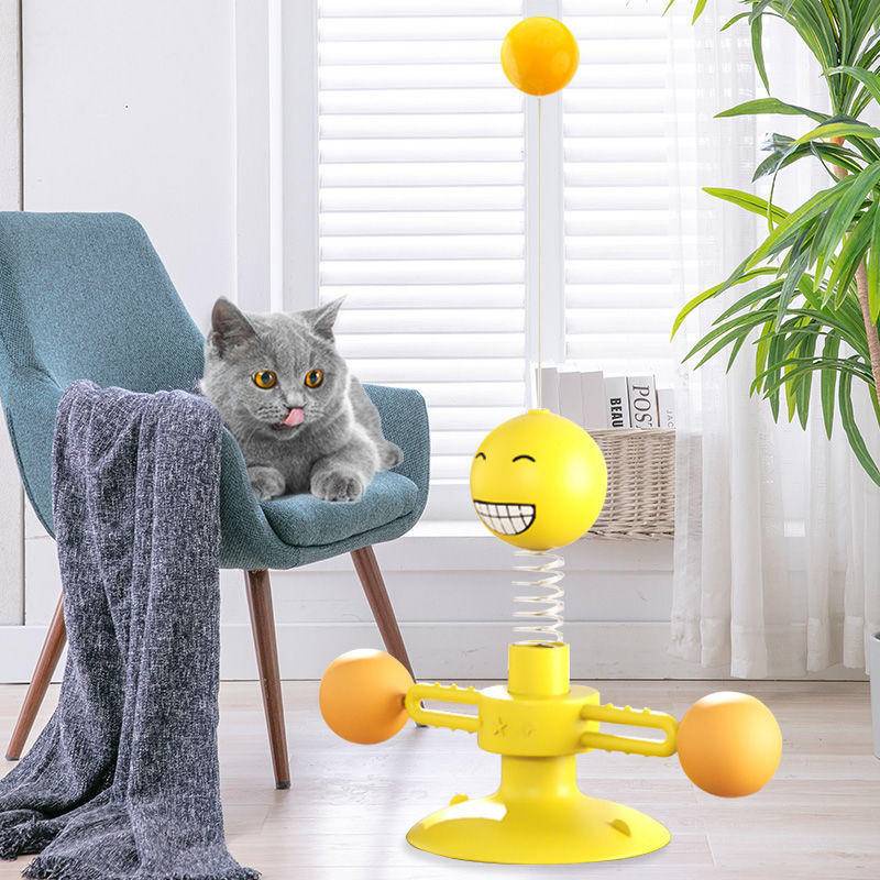 Online Popular Cat Toys Self Relieving And Teasing Cat Tools Rotating Suction Cups Feathers
