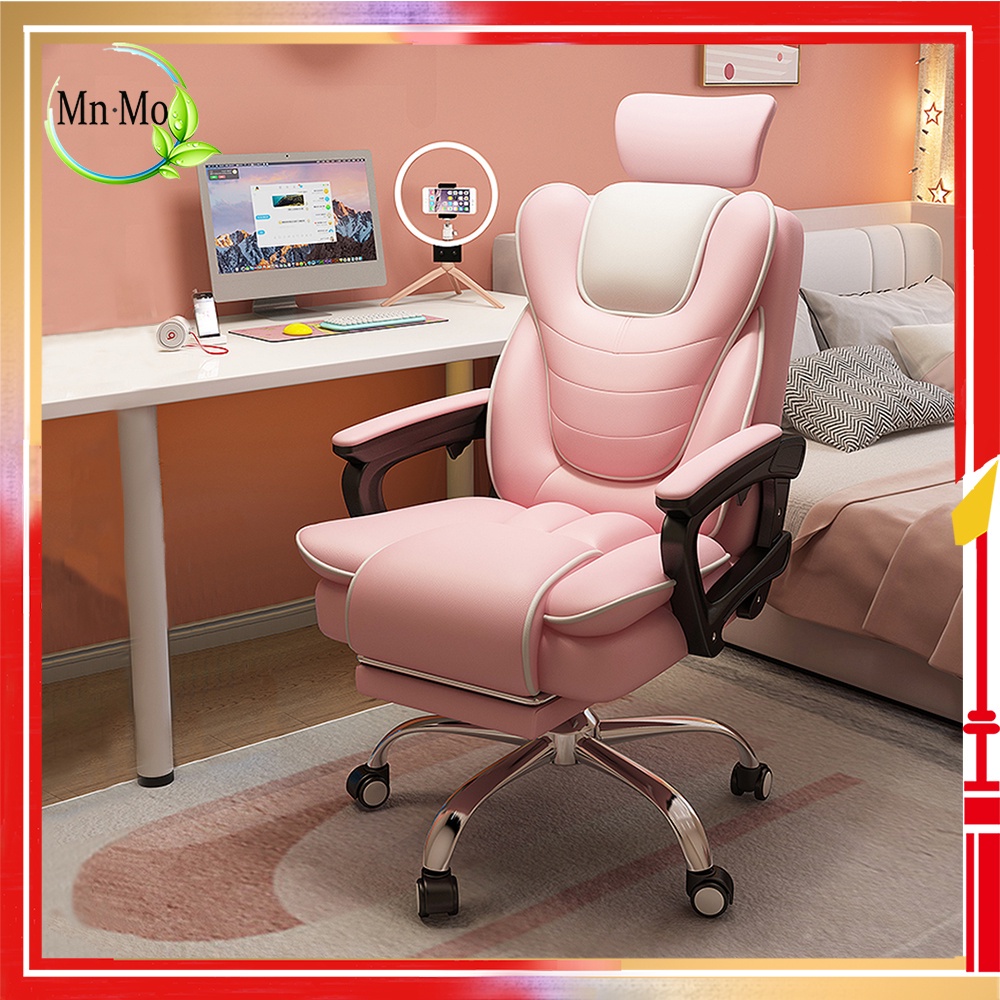Gaming chair Pink Adjustable Office Chair Kerusi ofis pejabat komputer Reclining ergonomic seat for girls Shopee Malaysia